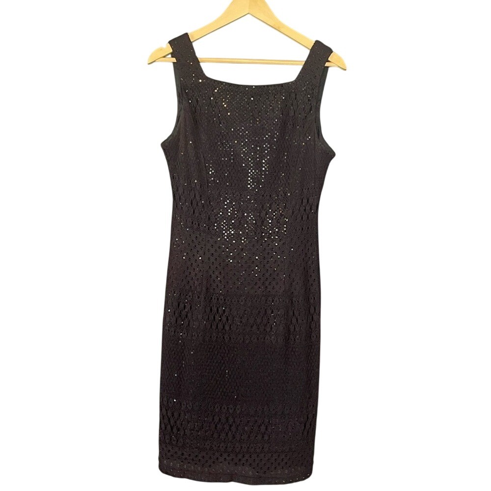 Vintage Molly Malloy‎ Black Sequin Lace Cocktail Dress Sleeveless Size 12